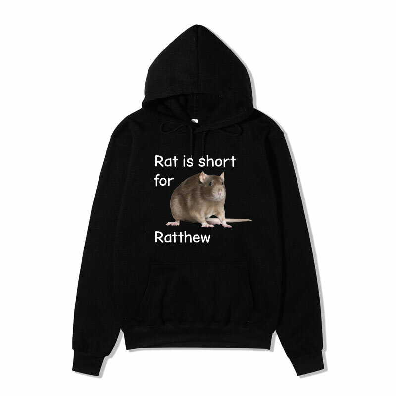 Tikus lucu pendek untuk Ratthew Meme hoodie grafis Pria Wanita Sweatshirt besar Fashion streetwear atasan hoodey lengan panjang