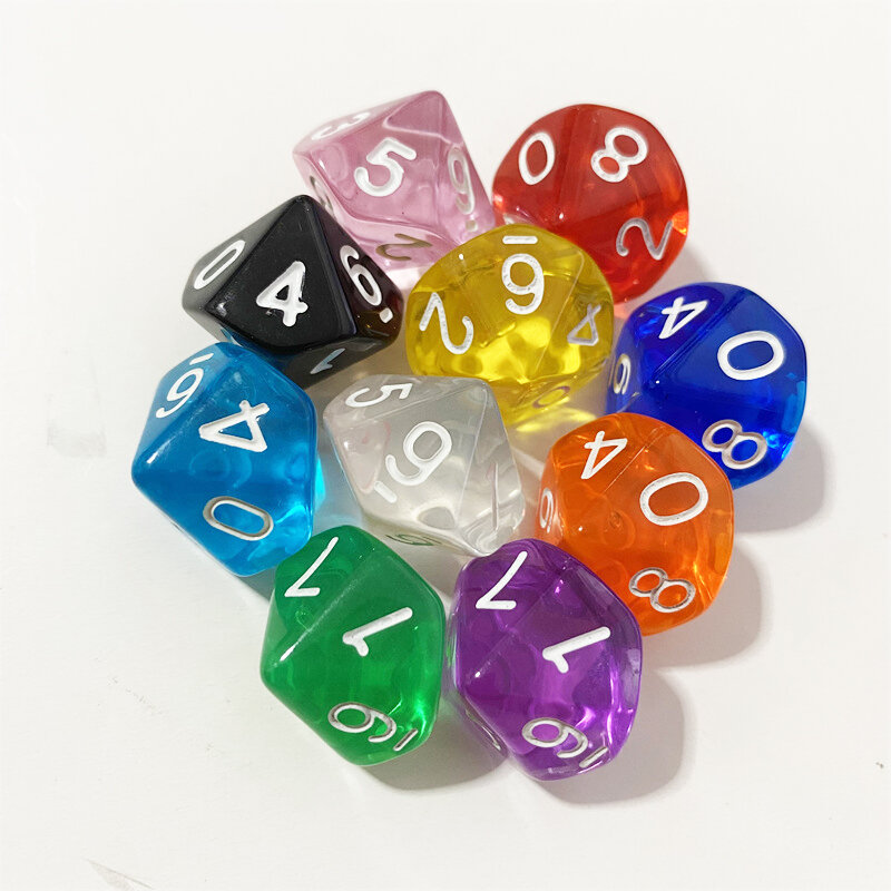 10PCS/lots TRPG Pearlized Effect D10 Dice for Board games 10 Sided Games Dices Colorful Desktop Game