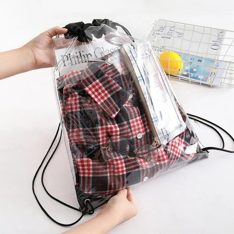 Прозрачная водонепроницаемая сумка из ПВХ на шнурке, регулируемый вместительный дорожный пляжный ранец для стадиона, уличные принадлежности