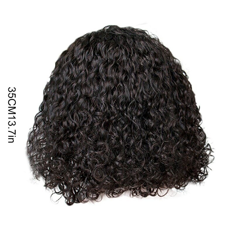 11 Inch Afro Kinky Curly Hair Wigs With Bangs Soft Fluffy Synthetic Fiber None Lace Wigs For Party Cosplay Daily Use