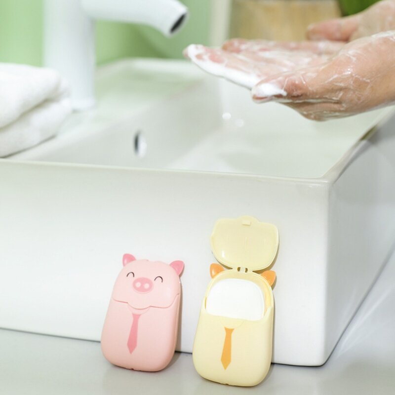 Washing Hand Disposable Soap Paper Portable Scented Clean Disinfecting Sheets Creative Pig Shape Soap Sheet Bathroom