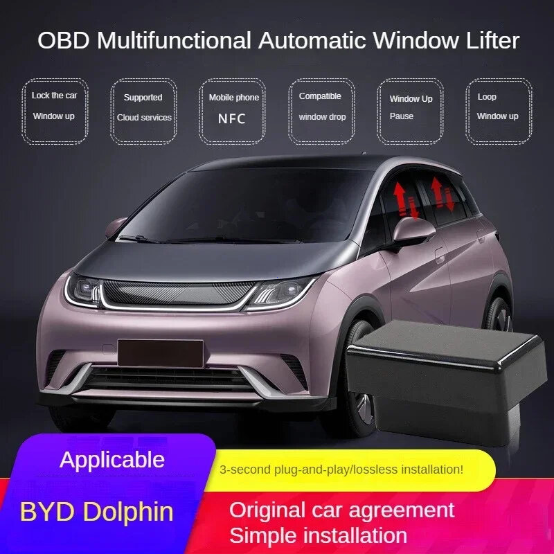 Levantador automático de janela de um botão, OBD Plug, mais perto para BYD, Dolphin, 1Pc