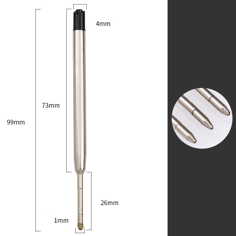 10 buah 99mm pena logam dapat diganti isi ulang pulpen kantor bisnis khusus batang isi ulang untuk alat tulis menulis 0.7mm