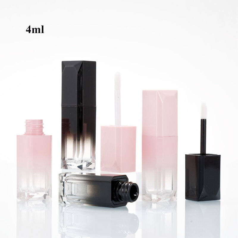 Tubos de maquillaje romboide con degradado, lápiz labial vacío líquido, brillo de labios, contenedor de embalaje de cosméticos transparente de alta calidad, 4ml, 1 unidad
