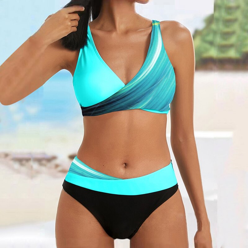 2024 nowych kobiet Sexy Bikini w paski kobiet strój kąpielowy na lato dwuczęściowy zestaw Bikini kostium kąpielowy strój kąpielowy brazylijski kostium kąpielowy