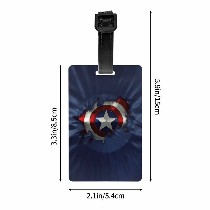 Etiqueta de equipaje personalizada de Capitán América, etiquetas de equipaje de Protección de Privacidad, etiquetas de maleta de viaje