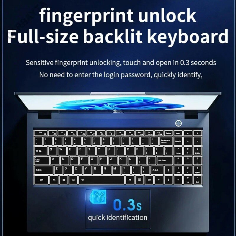 Gaming Laptop 15.6 Inch 64G+2T SSD AMD R6 5600U Windows 11 6 Cores 12 Threads HD Camera Fingerprint Unlock Protable Notebook