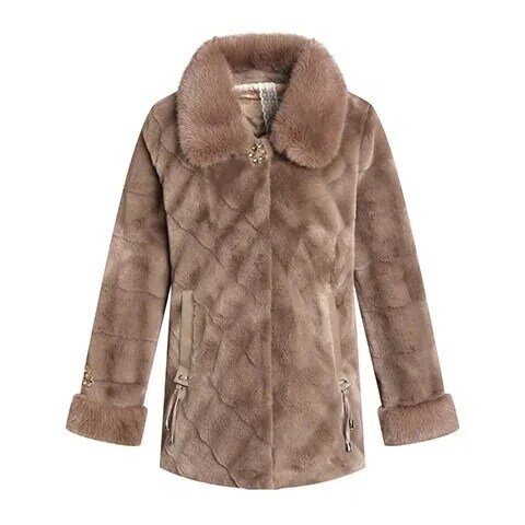 Jaqueta de pele acolchoada em algodão para mulheres, sobretudo solto, casaco espesso, tops quentes, casaco de pique, outono-inverno, 5XL, novo