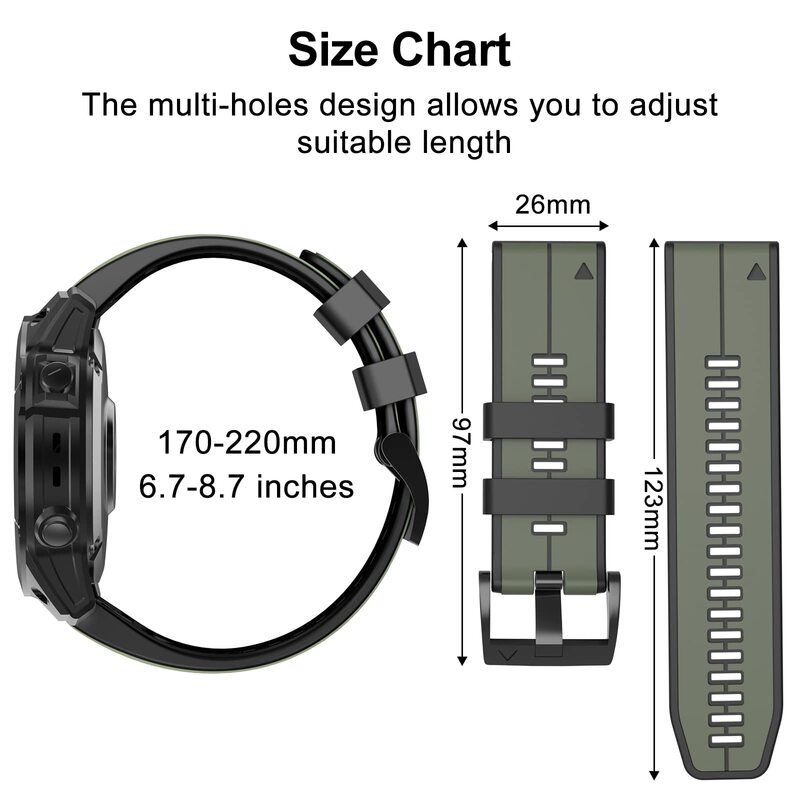 Ремешок силиконовый для наручных часов, сменный быстросъемный браслет для Garmin Instinct 2X, Fenix 6X Pro 5X Plus 7X, 26 мм