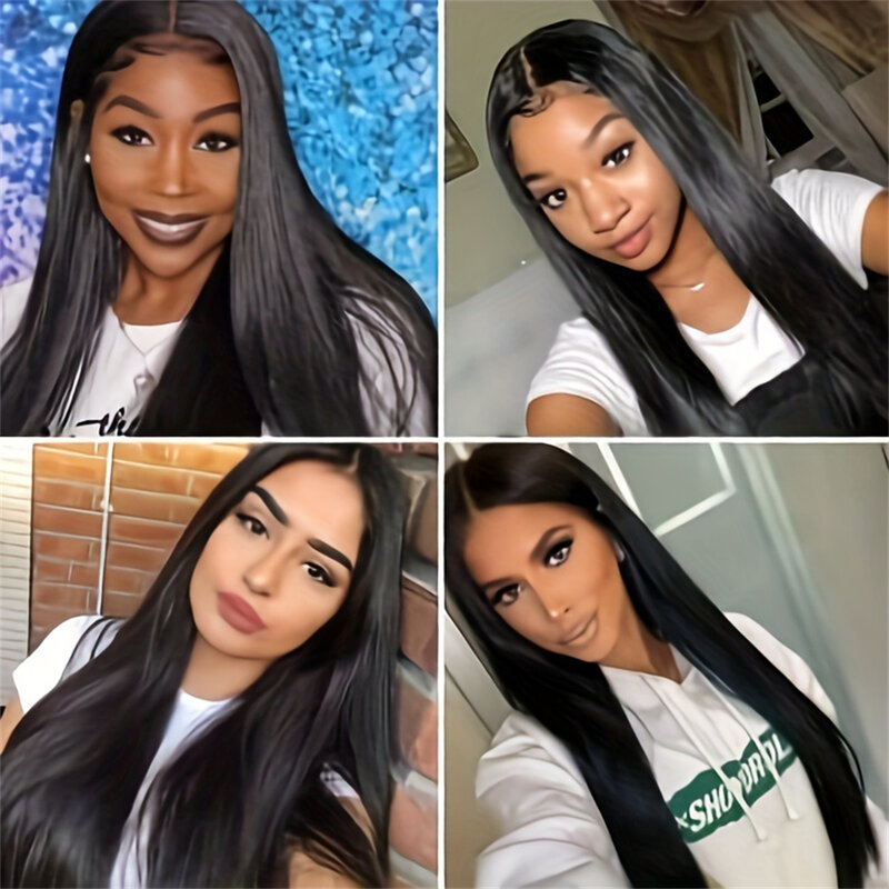 Straight 13x4 HD Transparent Lace Front Human Hair Wigs Pre Plucked Lace Wigs 180% Density Straight Hair Wigs