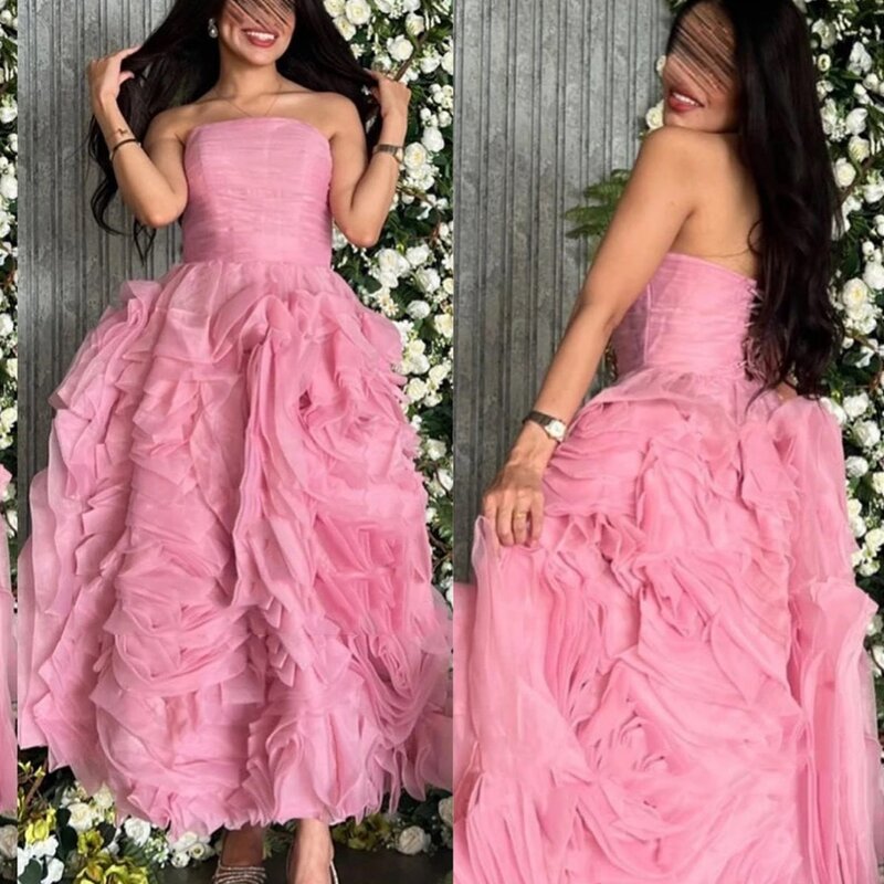 Prom Dress Saudi Arabia Satin Ruched Clubbing A-line Strapless Bespoke Occasion Gown Midi Dresses