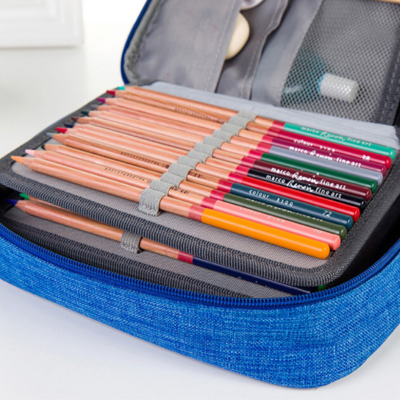 Estuche de lápices multicapa impermeable para estudiantes, estuche de papelería desmontable de gran capacidad, bolsa de maquillaje, 72 colores
