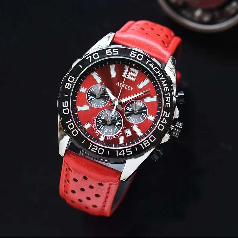 Najlepiej sprzedające się oryginalne markowe luksusowe męskie zegarki na rękę z automatyczną z chronografem na pasku ze skóry i kwarcu wodoodporne zegary AAA