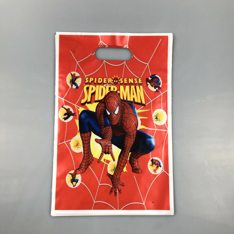 Desenhos animados super-herói spiderman saco de doces lidar com sacos de presente decoração de aniversário lanche pacote de saque festival festa favor saco de plástico