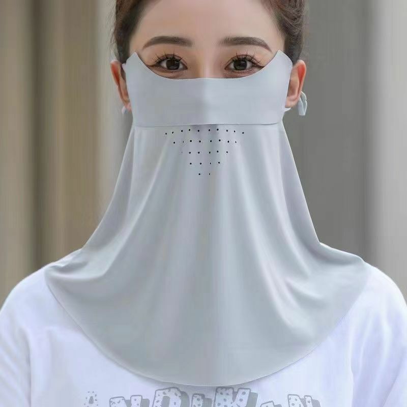 Mascarilla facial con protección solar para mujer, máscara transpirable y lavable de seda de hielo para deportes al aire libre, ciclismo, protección UV