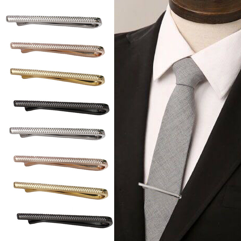 Clips de corbata de Metal de lujo para hombres, broche de barra Simple, color dorado, accesorios de corbata, Pin de corbata, Clip de Collar