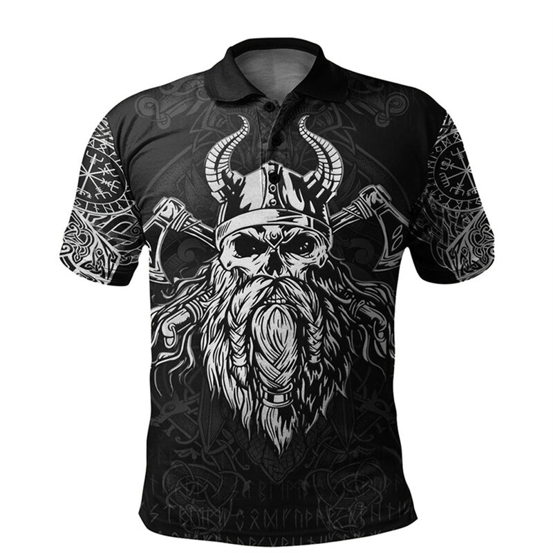 3D 프린트 늑대 그래픽 남성용 폴로 셔츠, 여름 반팔 상의, 캐주얼 오버사이즈 티셔츠, 야외 패션