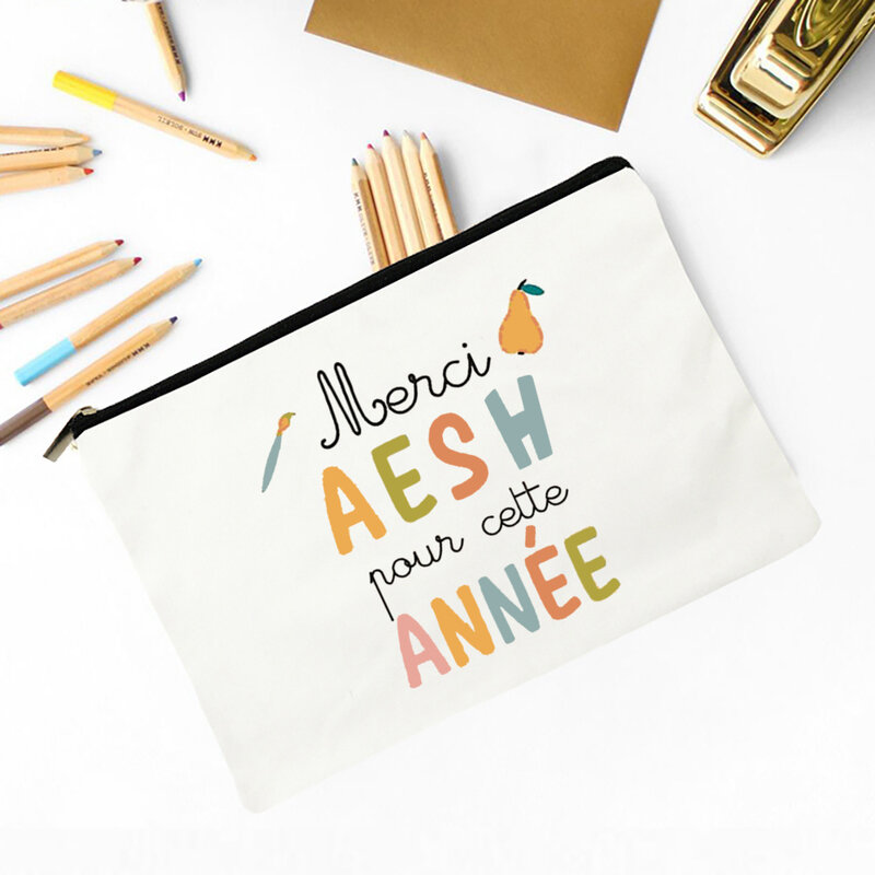 French Printed Makeup Bag Travel Neceser Travel Toiletry Organizer School Pencil Bags Graduate Gift for Maitresse Atsem Aesh Avs