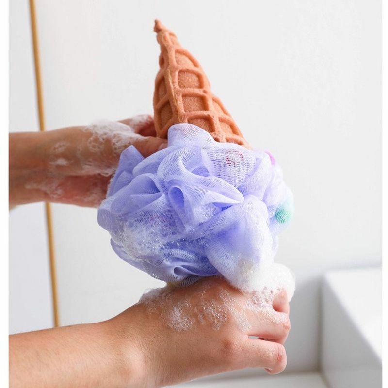 Ice Cream Body Scrubber Mesh Foaming Sponge Bath Shower Sponge Puffs Loofahs Exfoliating Scrubber Bathing Cleaning Accessories