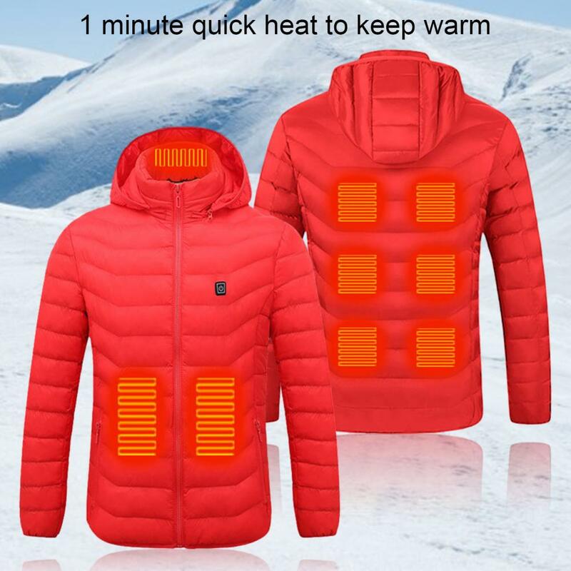 Jaket musim dingin hangat aman untuk pria, jaket musim dingin tahan angin dengan kerah tinggi bertudung leher ritsleting bersaku tebal