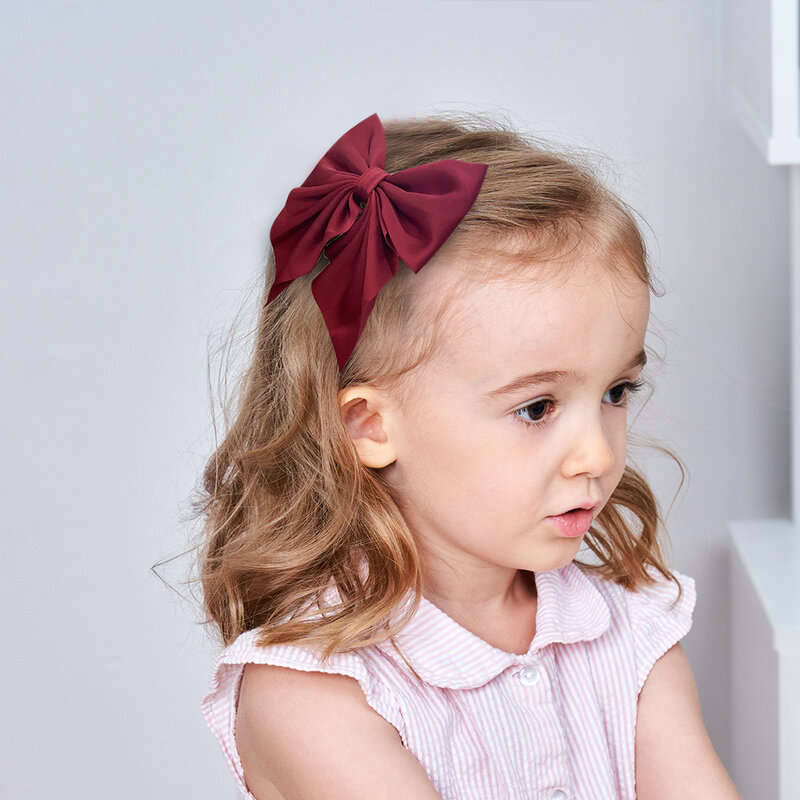 大きなサテン蝶ネクタイ,1ピース,ヘアクリップ,2層,女の子のための蝶ネクタイ,ヘアアクセサリー,トレンディ