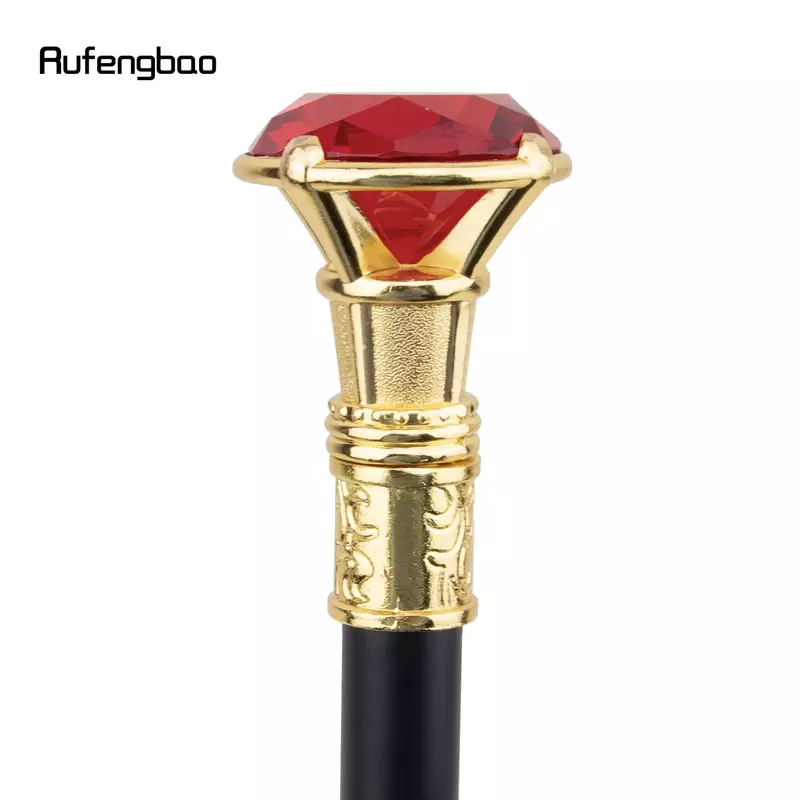 Bastón para caminar de color rojo y dorado, accesorio decorativo con forma de diamante, perilla elegante para Cosplay, 93cm