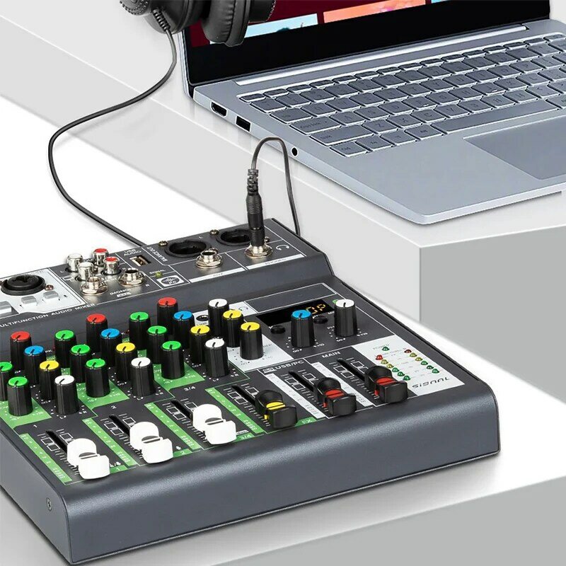 Professional 4 Channel Audio Mixer Sound Mixing Console Bluetooth-compatible Mixer Good Sensitivity USB DJ Mixer Board