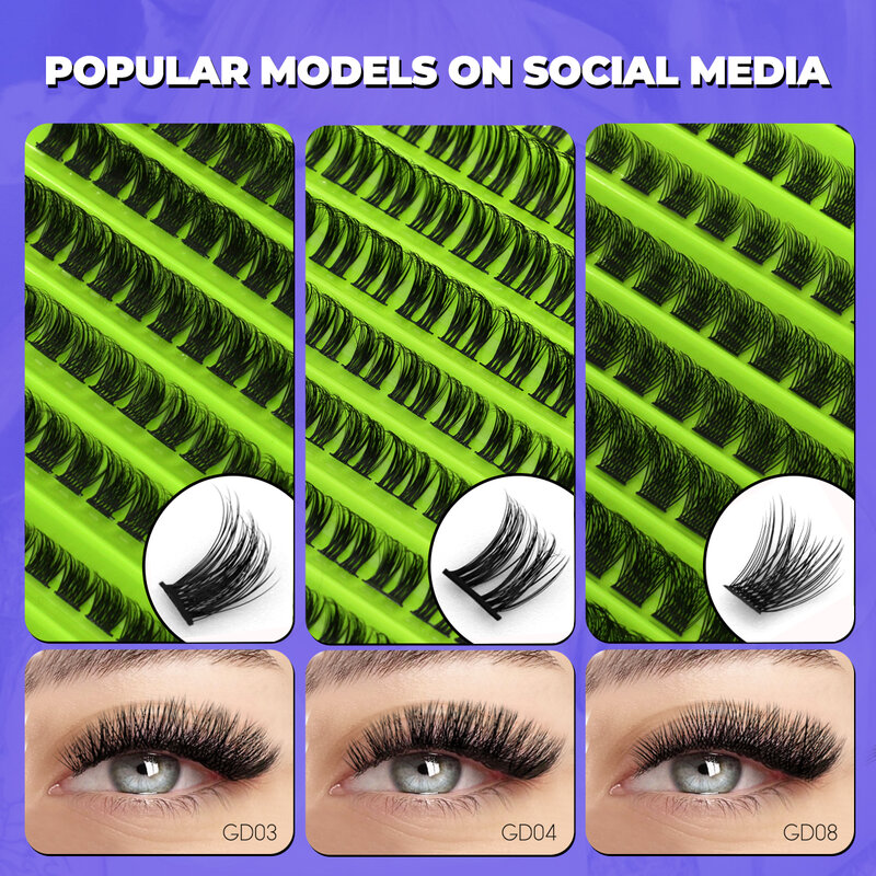 GROINNEYA Cluster Lashes Natural Eyelash extension Volume ciglia individuali vassoio misto Faux Mink Lashes Cilias Makeup