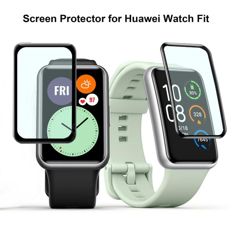 Kaca untuk Jam Tangan Huawei Fit 2 Aksesori Jam Tangan Pintar 9D HD Layar Film Lembut Penuh Penutup Pelindung Antigores Jam Tangan HUAWEI Kaca Fit2
