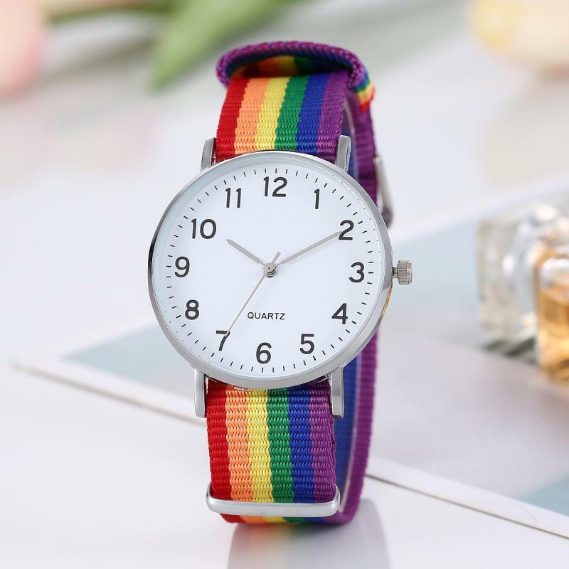 Zegarek na co dzień dla kobiet tęczowy pasek zegarki prosty klasyczny damski zegarek kwarcowy zegar prezent Relojes Para Mujer Montre