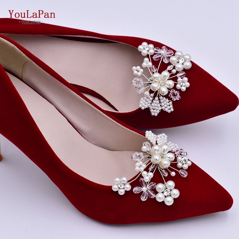 YouLaPan 2pc Clip per scarpe perla donna fibbia per scarpe rimovibile sposa Clip per tacco alto fascino con perline fai da te donna decorazione tacco alto X14