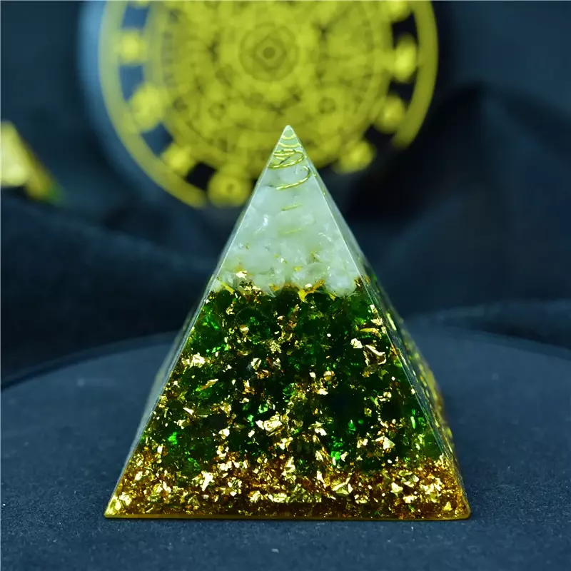 AURA REIKI orgonita Chamuel Anahata Chakra cristal Natural elimina la energía negativa resina transparente pirámide joyería C0154