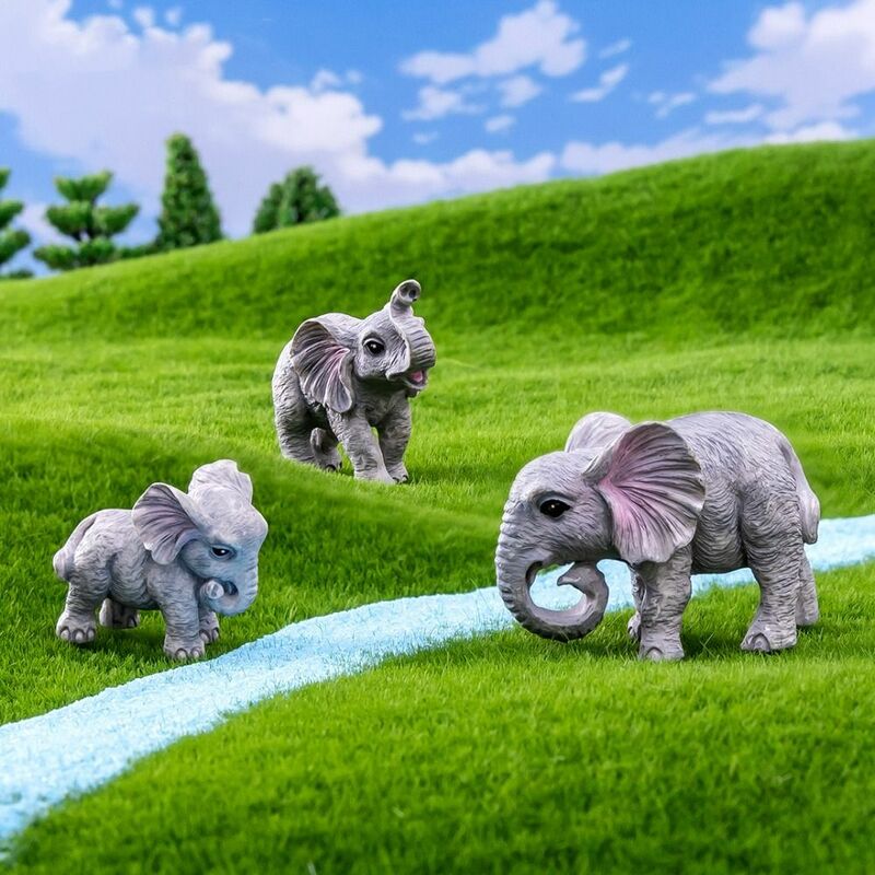 Мультяшные мини-игрушки, разноцветные настольные каучуки, сказочные садовые украшения для автомобиля, миниатюрный слон
