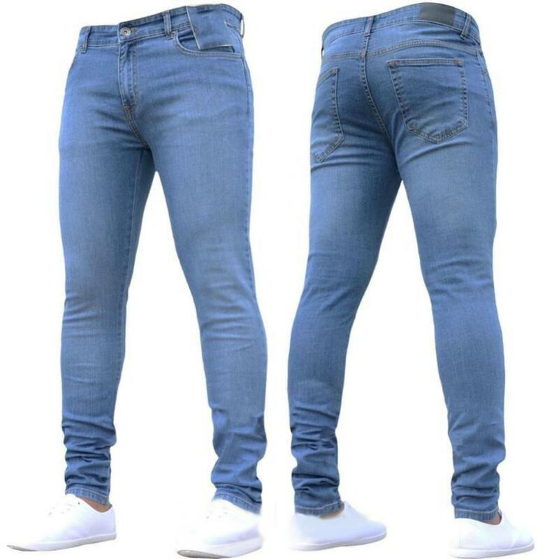 Jeans slim fit skinny masculino, calças jeans, perneiras compridas, moda, outono, inverno