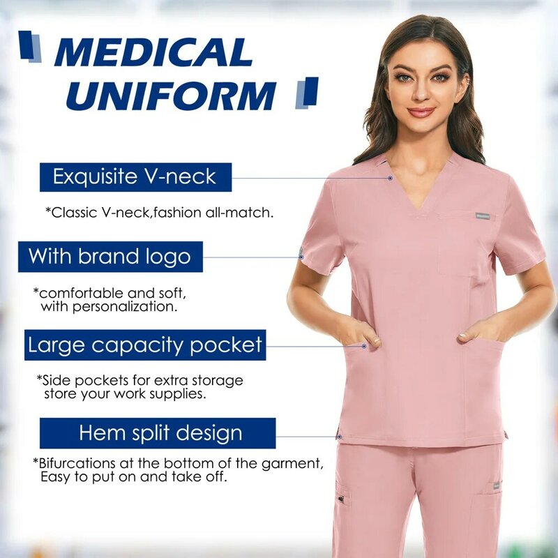 Uniformes de manga corta para el cuidado de mascotas, camisas de laboratorio, Hospital, top de enfermera
