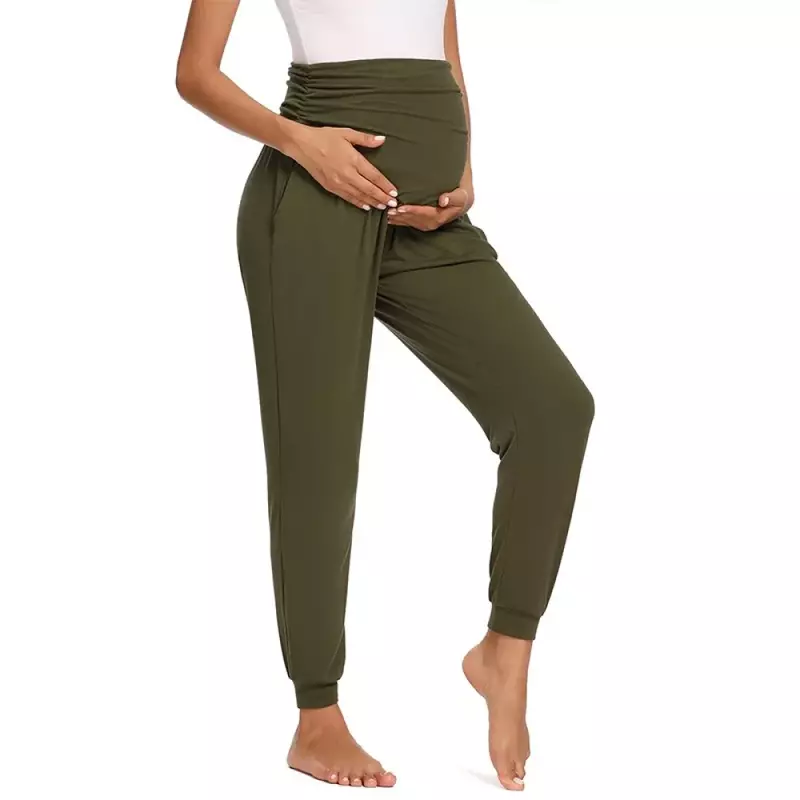 Pantalon de survêtement de grossesse extensible taille haute pour femme, pantalon de survêtement confortable, pantalon de grossesse décontracté, jogging avec poches