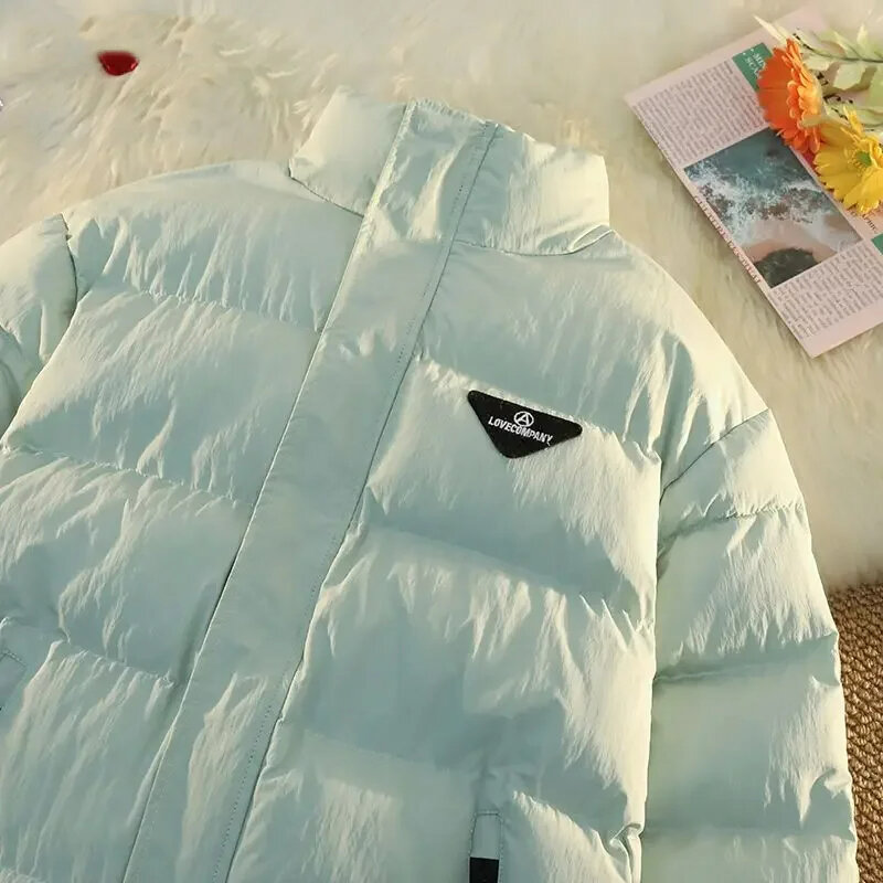 Retro-Stil einreihige Parkas warme dicke Brief Applikationen Jacke 2023 Winter Frauen lässige Oberbekleidung Vintage Mode Mantel