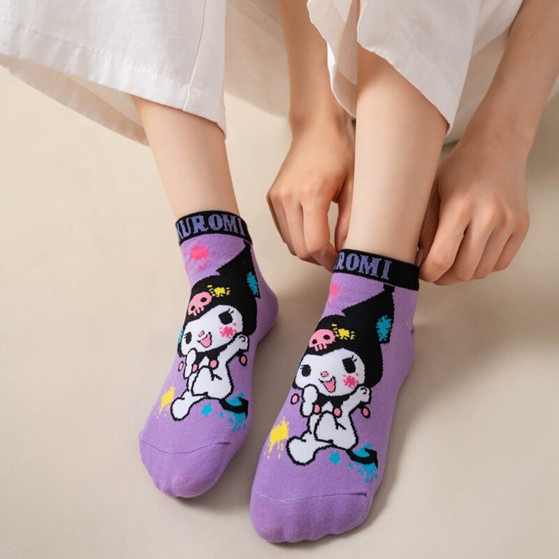 Sanrio Imp Мультяшные фиолетовые носки, милые Дышащие носки на ногу, Носки с рисунком на день, женские фиолетовые летние тонкие носки