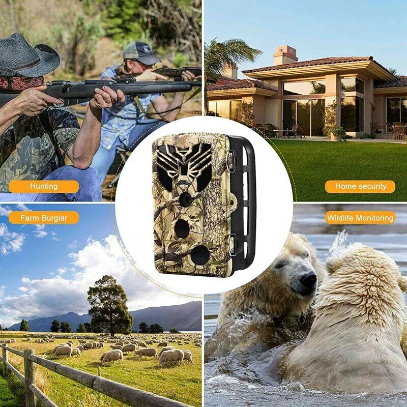 Outdoor Wildlife Camera 24MP 1296P WiFi Trail Camera No Glow Night Vision Motion Activated IP66 Waterproof Trap Game