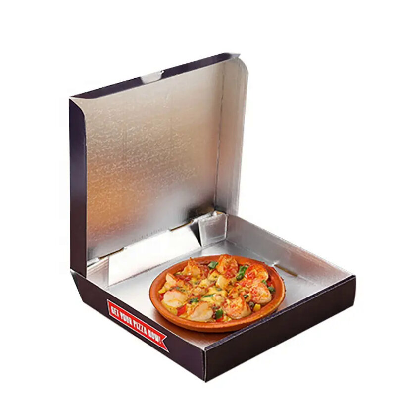 Caja de Pizza térmica de papel de aluminio, personalizada, respetuosa con el medio ambiente, para llevar