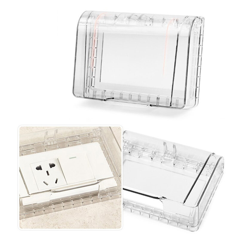 Cubierta de enchufe eléctrico impermeable autoadhesiva, caja de protección contra salpicaduras, interruptor, suministros de baño, 1 unidad