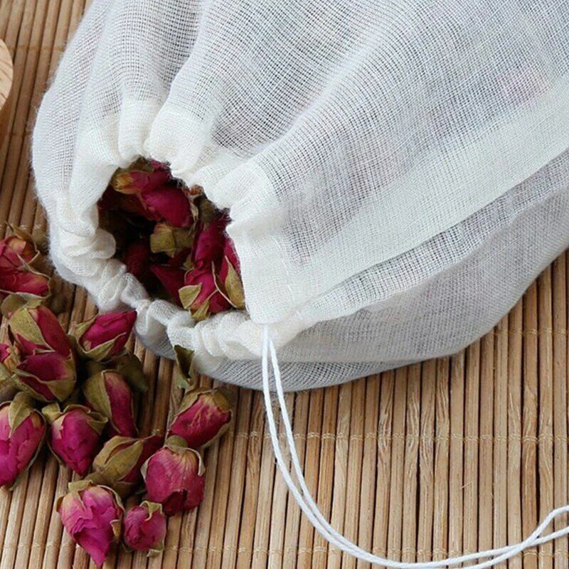 50pcs Disposable Tea Filter Bags For Coffee Tea Infuser Non-woven Fabric Spice Filters Drawstring Seal Empty Teabags