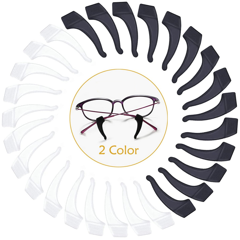 40Pcs Silikon Anti-slip Halter für Brillen Zubehör Schwarz/Klar Ohr Haken Brillen Grip Tempel Spitze Spektakel brillen Grip