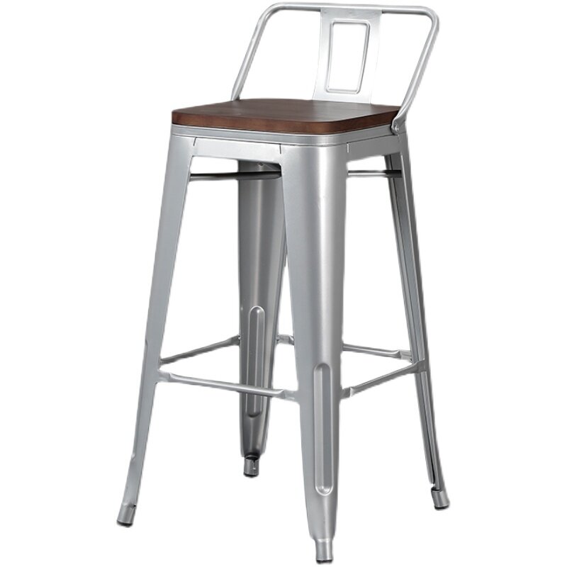 เก้าอี้บาร์โมเดิร์นเรียบง่ายสตูลสูงเก้าอี้บาร์ไม้เนื้อแข็งอุตสาหกรรมหรูหรานักออกแบบเฟอร์นิเจอร์บาร์