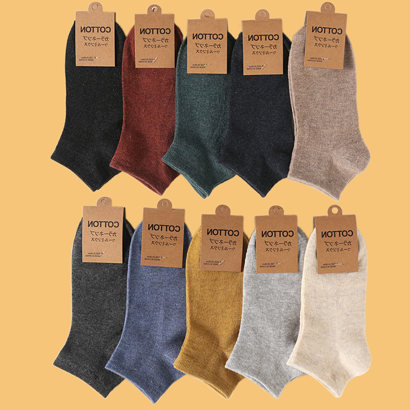 5 Pairs Men‘s Low Tube Business Socks Soft Breathable Solid Colors Male Boat Socks Spring Autumn Comfortable Cotton Ship Socks