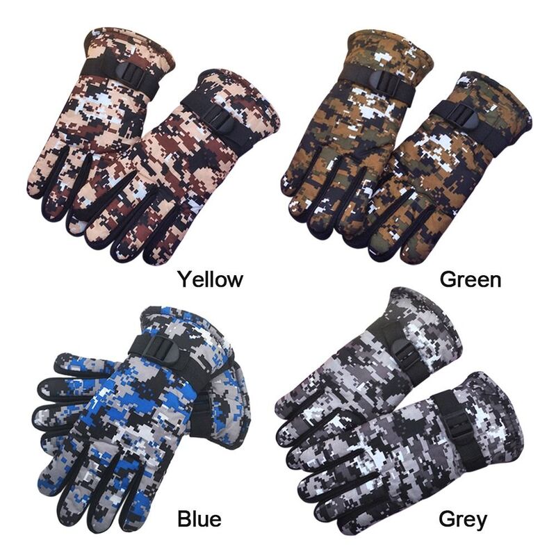 Winter Waterproof Camouflage Print Outdoor Snowboard Windproof Long-sleeved Mittens Thick Warm Children Ski Gloves