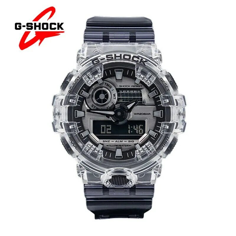 นาฬิกา G-SHOCK สำหรับผู้ชายชุด GA700ลำลองแฟชั่นมัลติฟังก์ชั่กลางแจ้งกีฬากันกระแทก LED แสดงผลคู่เรซิ่นนาฬิกาควอตซ์