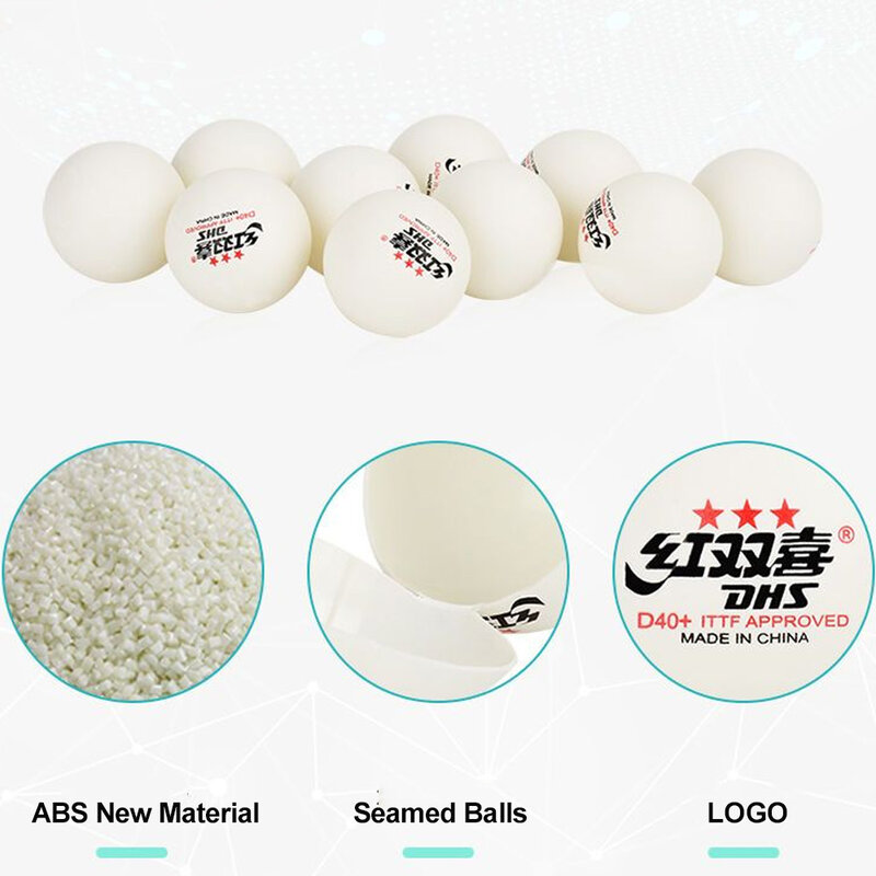 DHS D40+ DJ40+ Ping Pong Balls 3 Star ABS New Material Table Tennis Ball Special for WTT