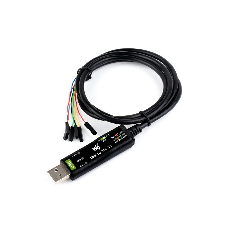 Waveshare Industrial USB TO TTL (C) 6pin Serial Cable, Original FT232RNL Chip, Multi Protection Circuits, Multi Systems Support