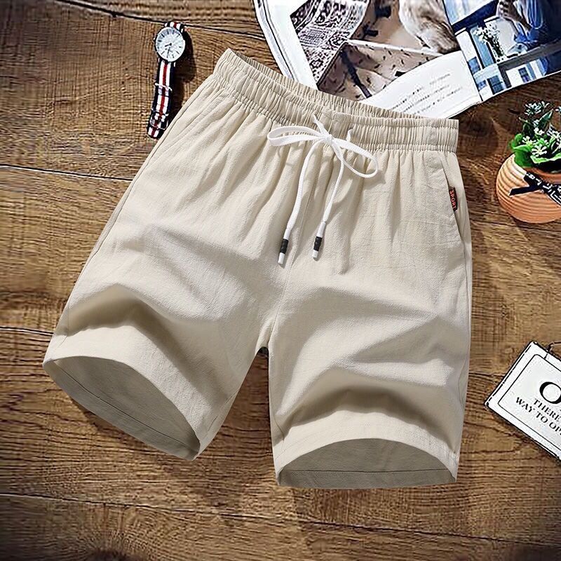 Pantaloncini di lino di cotone pantaloni corti estivi maschili 2023 pantaloni da uomo nuovi pantaloncini da spiaggia neri di moda traspiranti coreani Casual da uomo